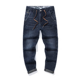 Jean d'hiver ample et extensible pour hommes de grande taille, jean en denim texturé